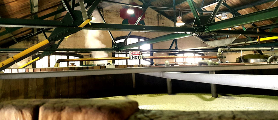 Jäsning i öppna träkar på destilleri i Kentucky